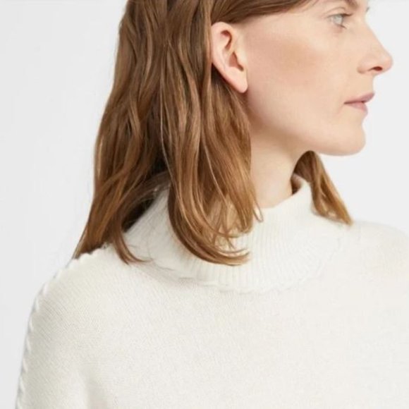 NWT Theory whipstitch cashmere turtleneck sweater size P - Picture 2 of 5